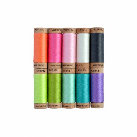 {New Arrival} Tula Pink Aurifil Plus Neon 10 Small Spools 80wt Cotton