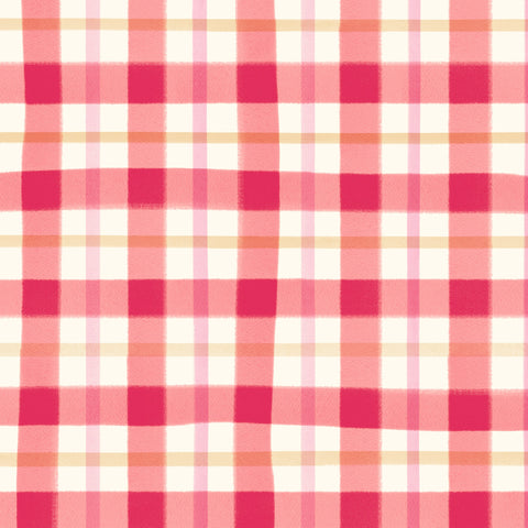 {New Arrival} Lewis & Irene Fabrics Wee Blue Bell Patchwork Collection Check - Strawberry Jam
