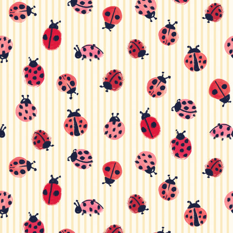 {New Arrival} Lewis & Irene Fabrics Wee Blue Bell Patchwork Collection Little Ladybirds Poppy