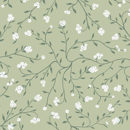 {New Arrival} Art Gallery Fabrics Plentiful 108 Edition 274cm Dancing Florets Sage