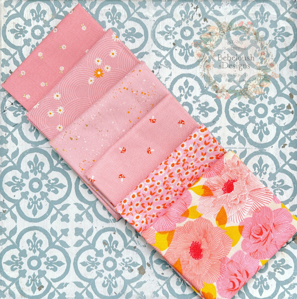 {New Arrival} Moda Ruby Star Society Sampler Curated Fat Quarter Bundle x 6 Peach Blossom Prints