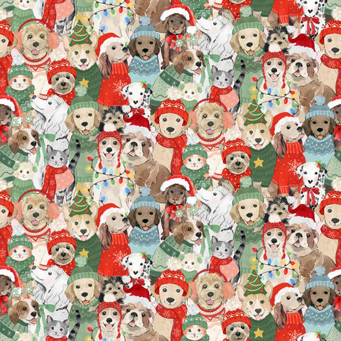 {New Arrival} Clothworks Santa Paws Digital Posing Multi
