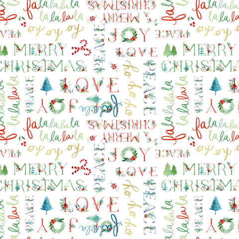 {New Arrival} Clothworks Santa Paws Christmas Words White