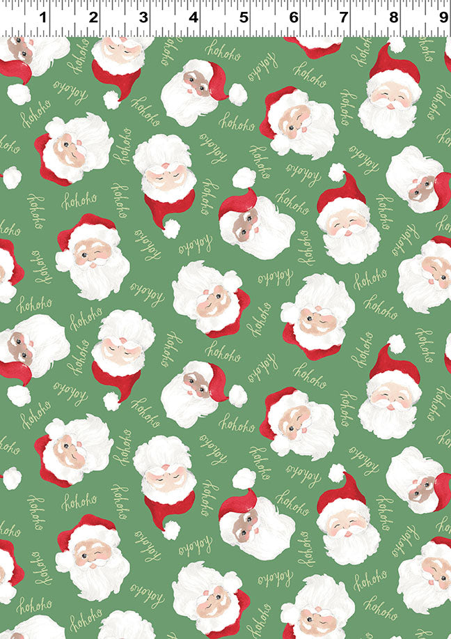 {New Arrival} Clothworks Santa Paws Santas Green