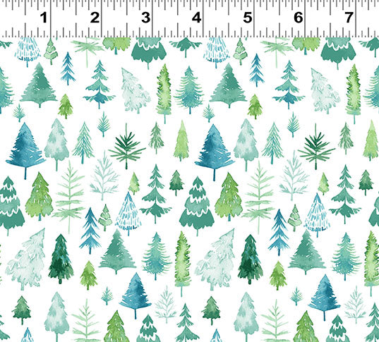 {New Arrival} Clothworks Santa Paws Trees Teal