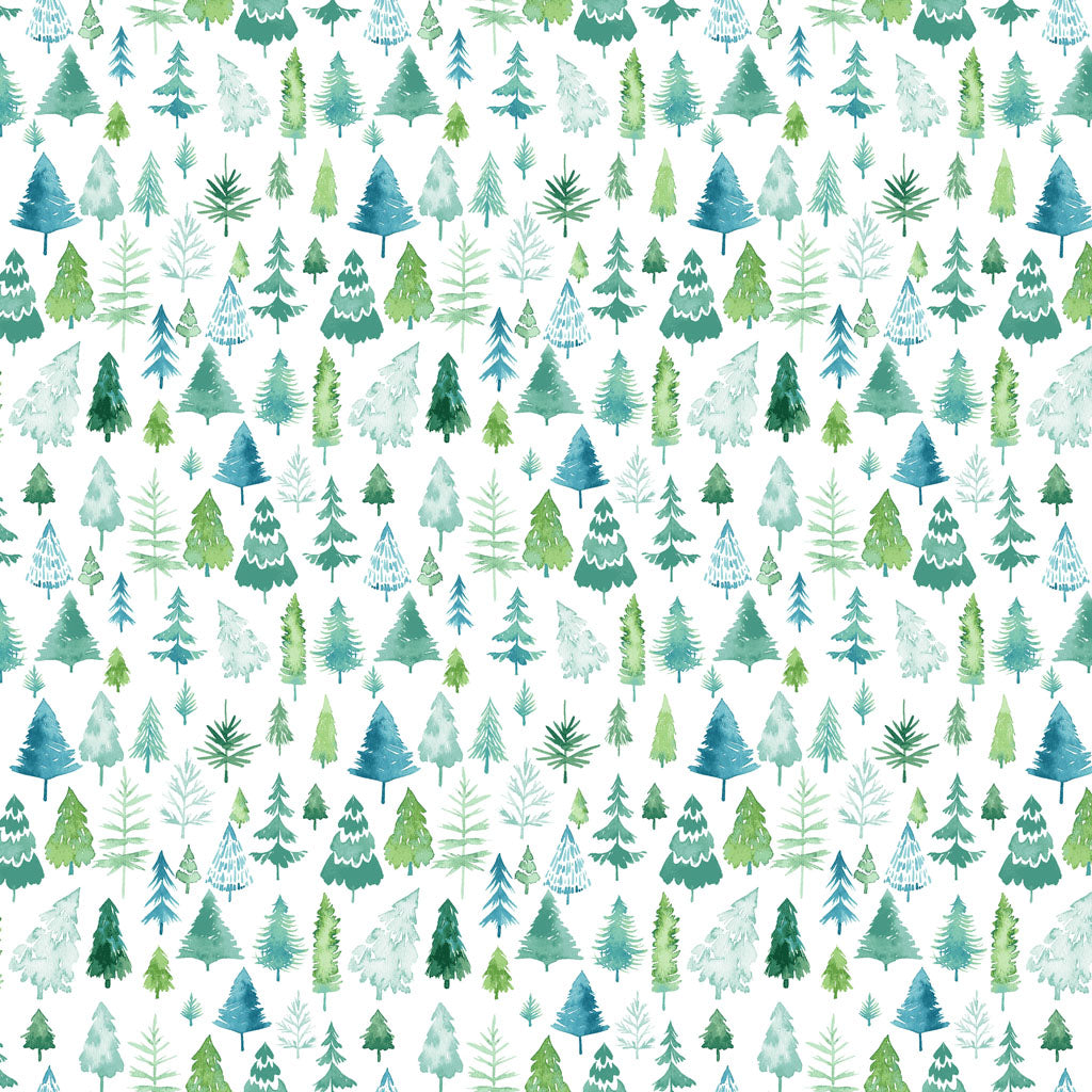 {New Arrival} Clothworks Santa Paws Trees Teal
