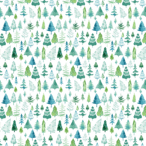 {New Arrival} Clothworks Santa Paws Trees Teal