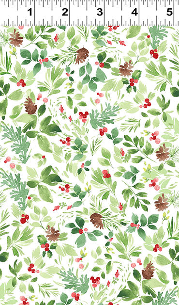 {New Arrival} Clothworks Santa Paws Foliage White