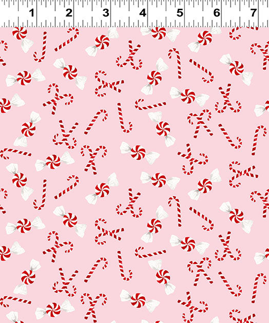{New Arrival} Clothworks Santa Paws Candy Canes Pink