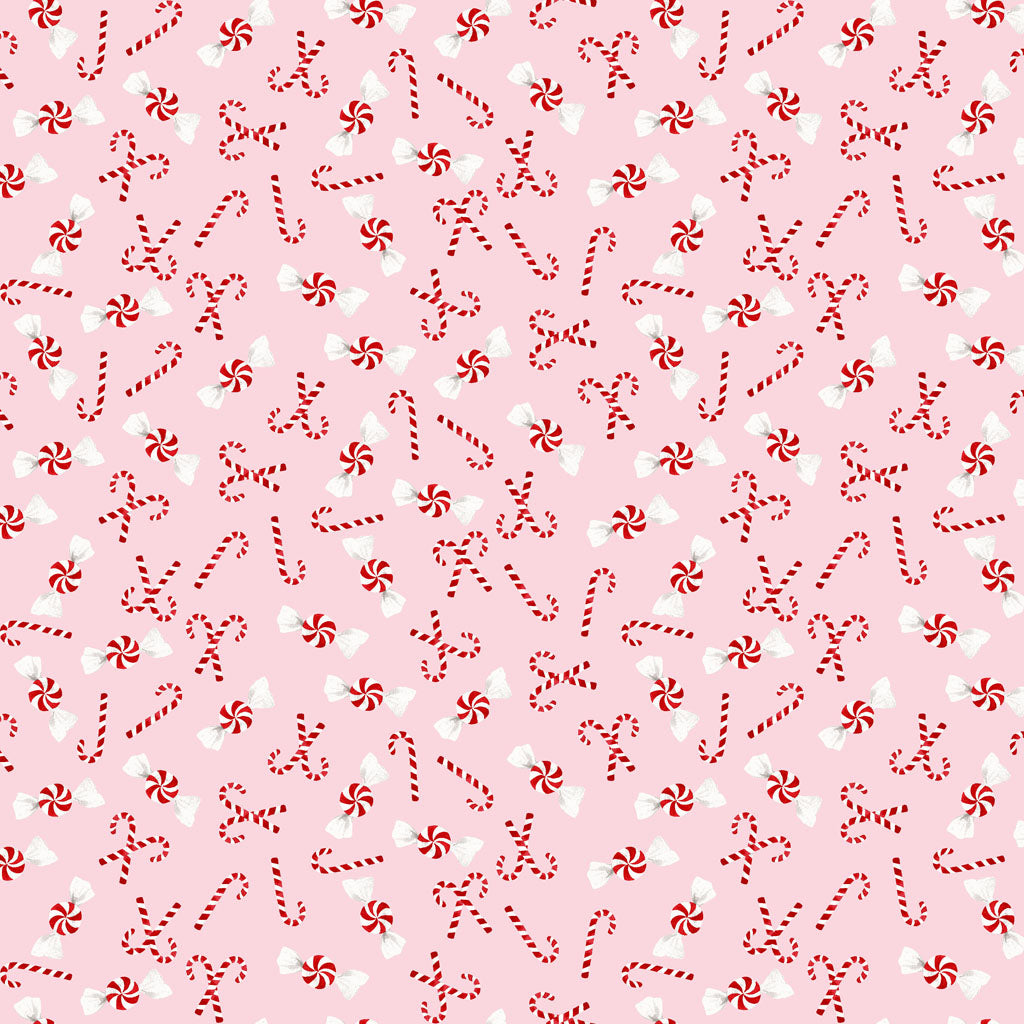 {New Arrival} Clothworks Santa Paws Candy Canes Pink