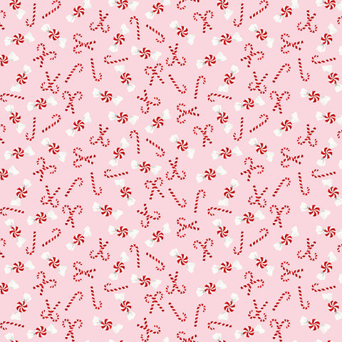 {New Arrival} Clothworks Santa Paws Candy Canes Pink