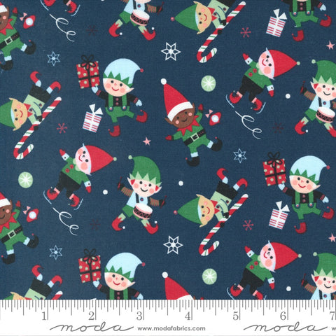 Moda Abi Hall Hello Holidays Novelty Elves Night Sky