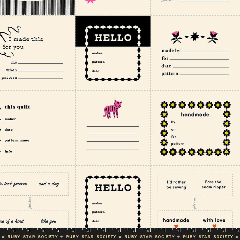 {Pre-Order October} Moda Ruby Star Society 1-800 Calico Thanks - Made this Panel - Black