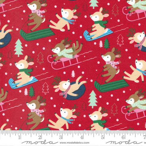 Moda Abi Hall Hello Holidays Novelty Reindeer Red
