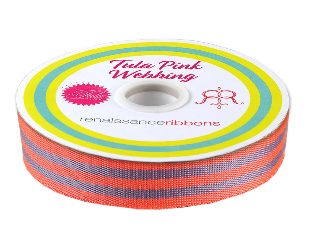 {New Arrival} Tula Pink Renaissance Ribbons Webbing 1" Lavender/Pink