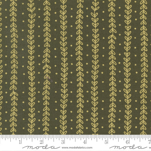 Moda Gingiber Meadowmere Petal Stripes Forest Metallic