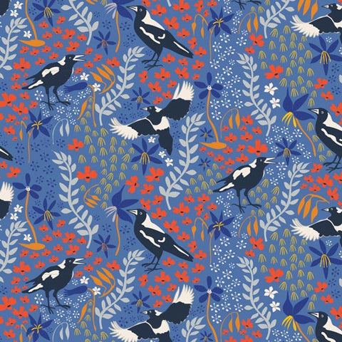 Amanda Joy Designs Taking Flight Merry Magpies on Blue