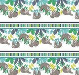 Northcott Sleepy Sloth Border Print Sloth