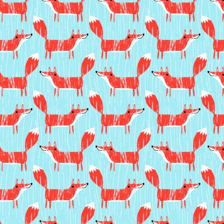 Fabric Editions Forest Buddies Turquoise Fox