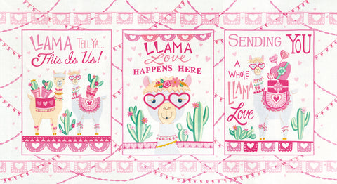 Moda Llama Love Panel Snowy White