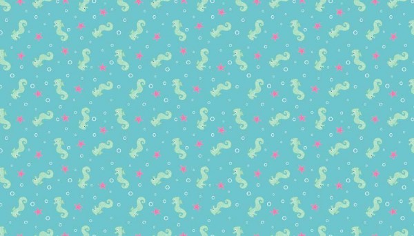 Makower Merryn Seahorses Blue