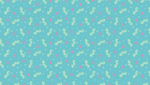 Makower Merryn Seahorses Blue