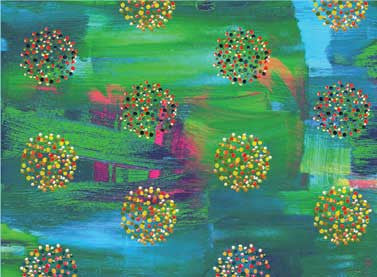 Flora Bowley Collection Digital Printed Blue Dots