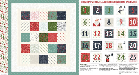 Moda Gingiber Merrymaking Advent Calender Panel Multi Metallic
