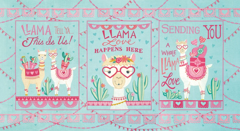 Moda Llama Love Panel Mint