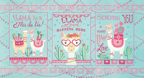 Moda Llama Love Panel Mint