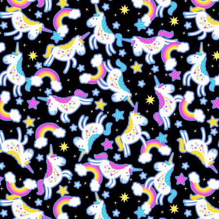 Windham Flannel Black Chasing Rainbows Flannel