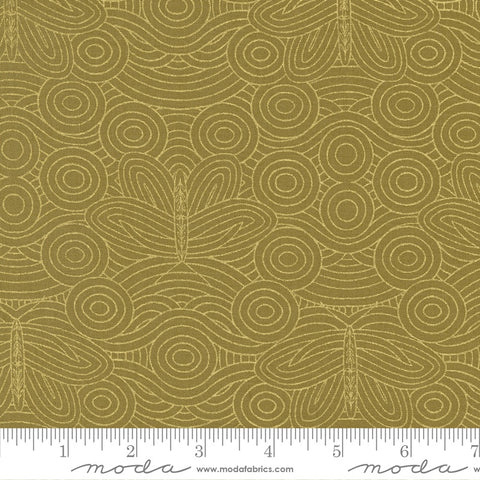 Moda Gingiber Meadowmere Butterfly In the Sky Ochre Metallic