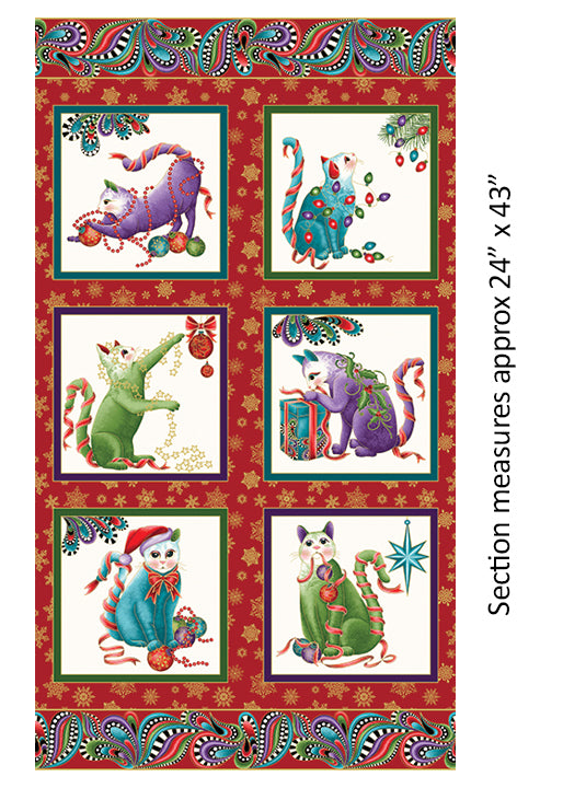 Benartex Cat-I-tude Christmas Panel White
