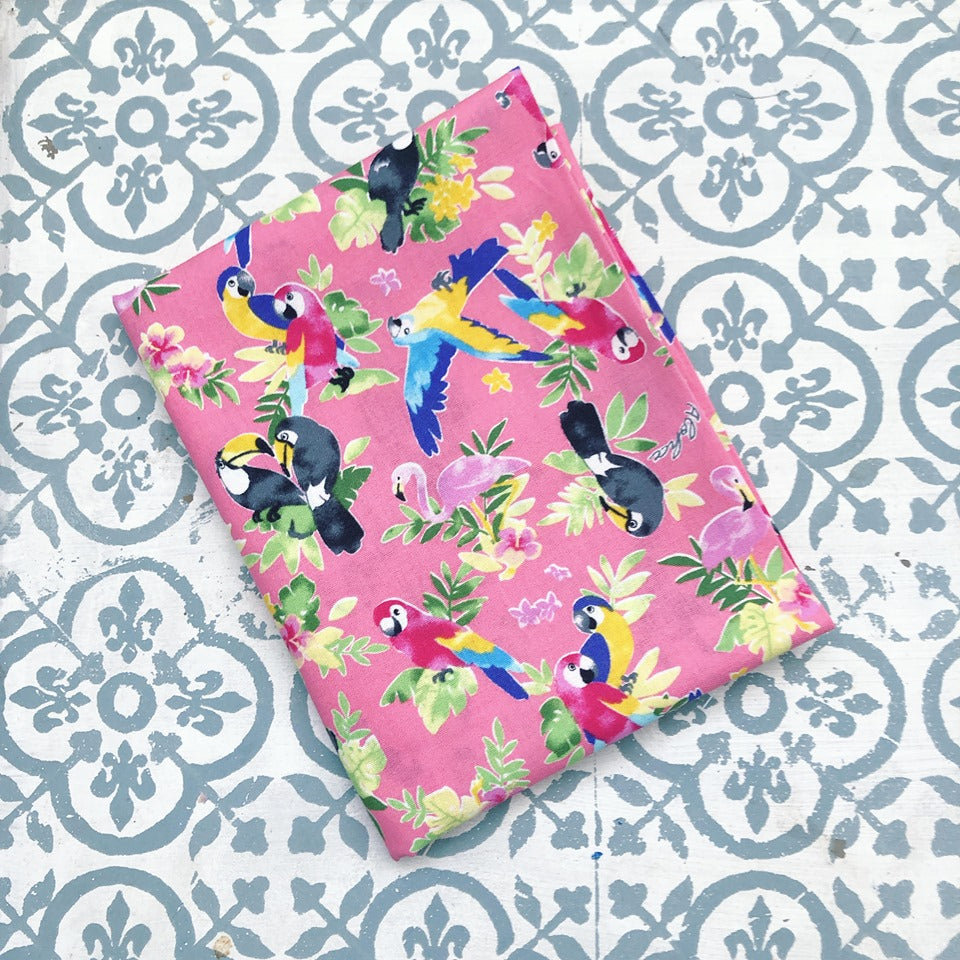 Japanese Prints Tropical Birds Pink