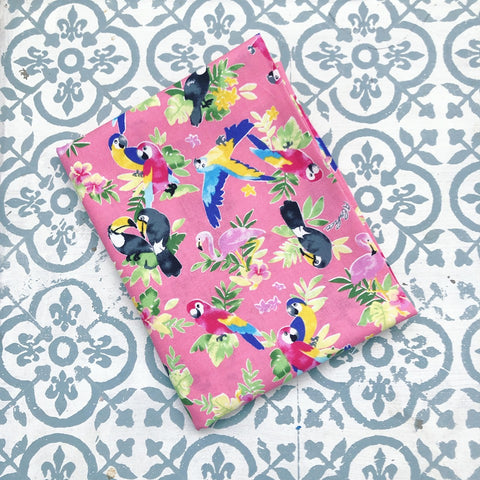 Japanese Prints Tropical Birds Pink