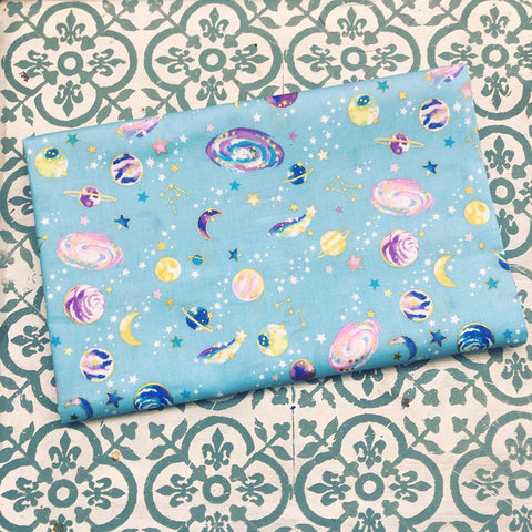 Japanese Prints Space Ships Blue Metallic