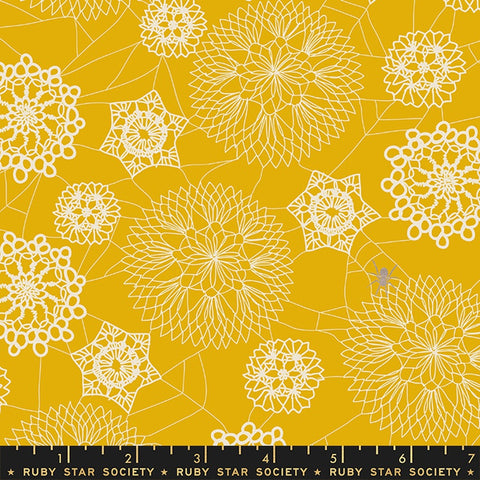 Moda Ruby Star Society Spooky Darlings Doily Spider Web Goldenrod Metallic