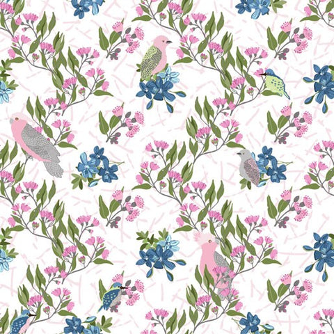 Annette Winter Aussie Feathered Friends Birds and Leaves Pink