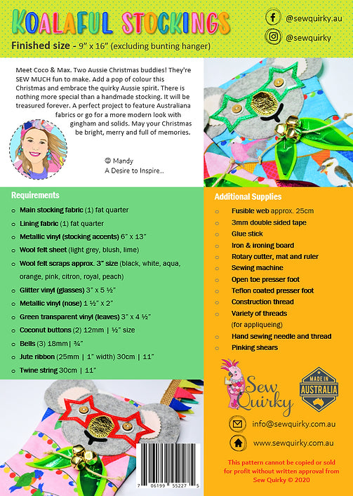 {New Arrival} Sew Quirky Koalaful Stockings Pattern