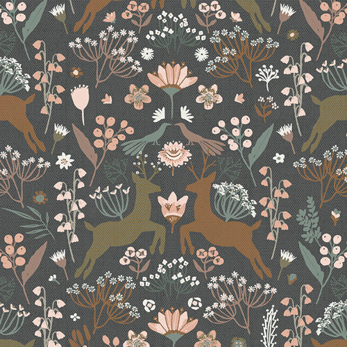 {New Arrival} Art Gallery Fabrics Botanist Woodlandia Charcoal