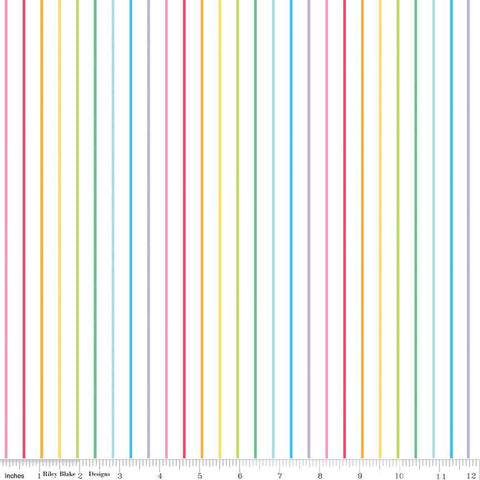 Riley Blake Sunshine Blvd Stripes White