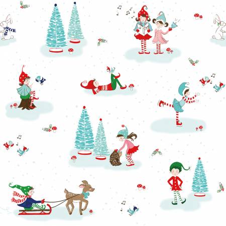 Riley Blake Tasha Noel Pixie Noel 2 Main White