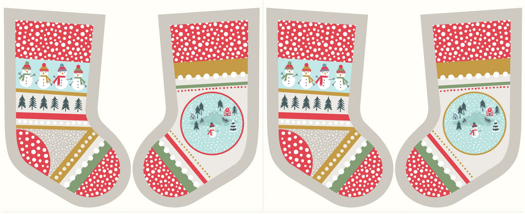 Lewis & Irene Snow Day Stockings Cream Metallic