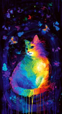 Timeless Treasures Chong-a Hwang Meow-Za Multi Digital Panel