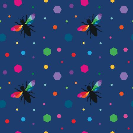 Riley Blake Create Hexie Bees Navy