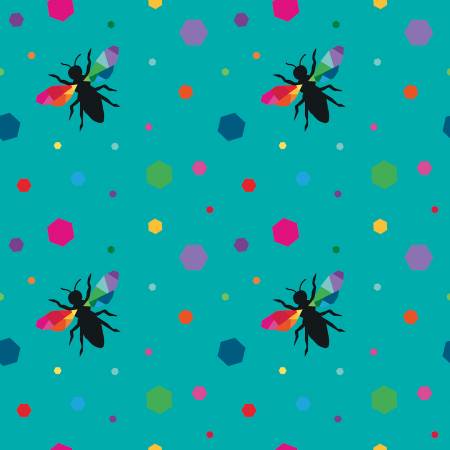 Riley Blake Create Hexie Bees Turquoise