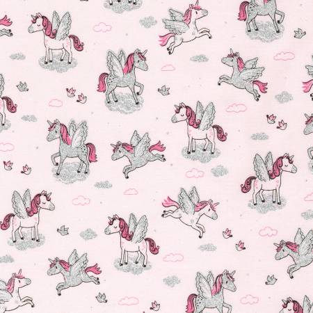 Timeless Treasures Blush Unicorns Glitter