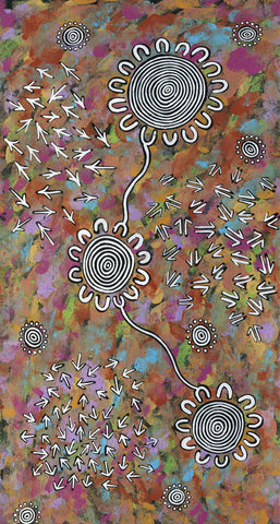 Devonstone NGURAMBANG COLLECTION Bowerra, Goolbae, Wotthar Yumborra  (Kangaroo, Emu, Crow on Country COTTON/LINEN Panel