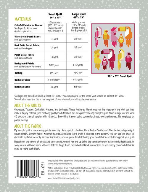 {New Arrival}Elizabeth Hartman Pattern Pretty Birds