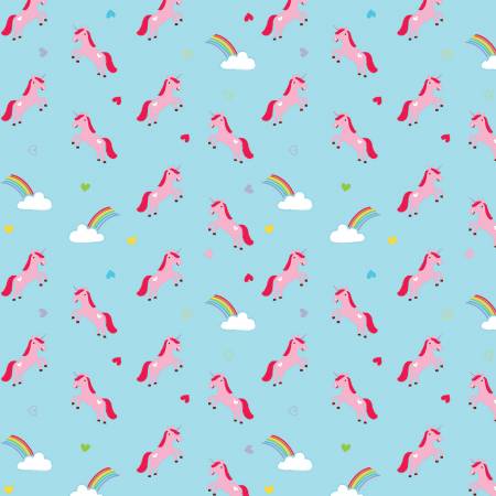 Riley Blake Designs Designer FLANNEL Once Upon A Time Unicorns Blue